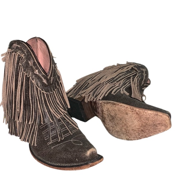Junk Gypsy by Lane Fringe Ankle Booties - Distressed Brown - Picture 1 of 11